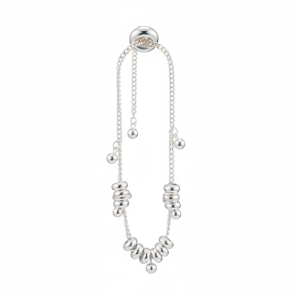 Bead Coil Charm Bracelet - Pure White Background