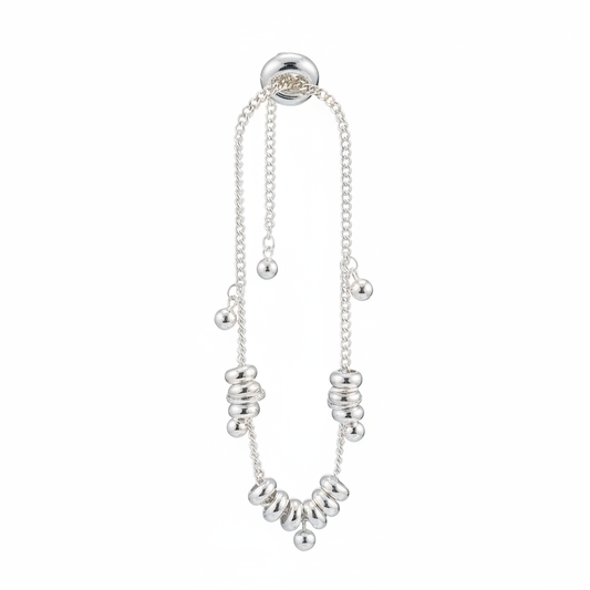 Bead Coil Charm Bracelet - Pure White Background