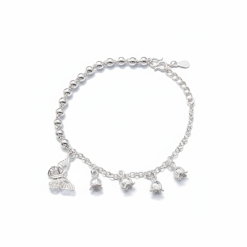 Butterfly Flower Bracelet - White Background