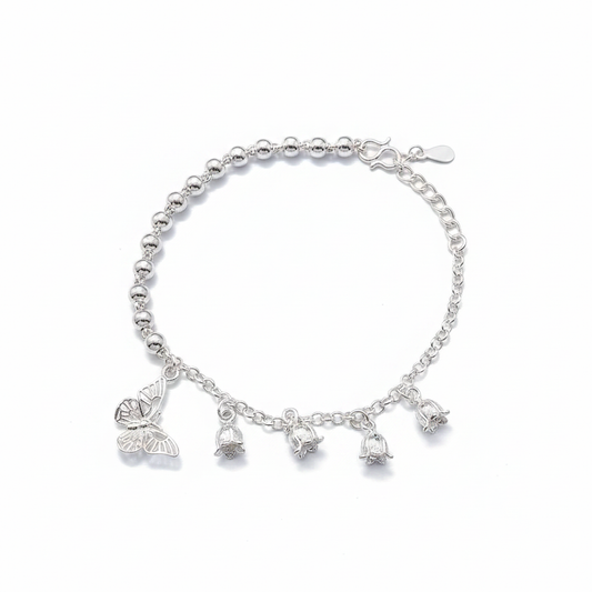 Butterfly Flower Bracelet - White Background