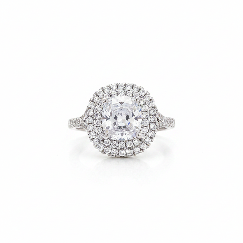 Clear Cushion Ring White BG