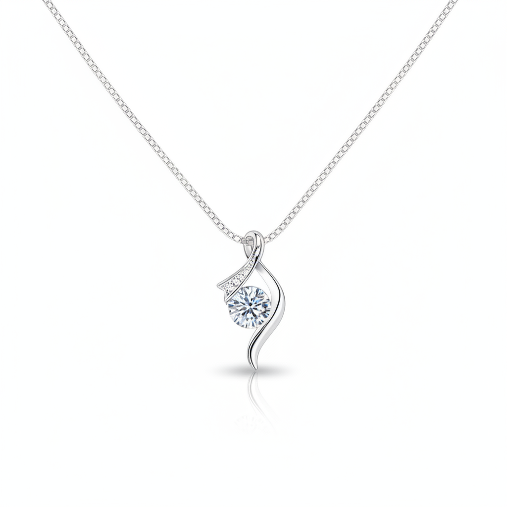 Cubic Zirconia Necklace - White BG