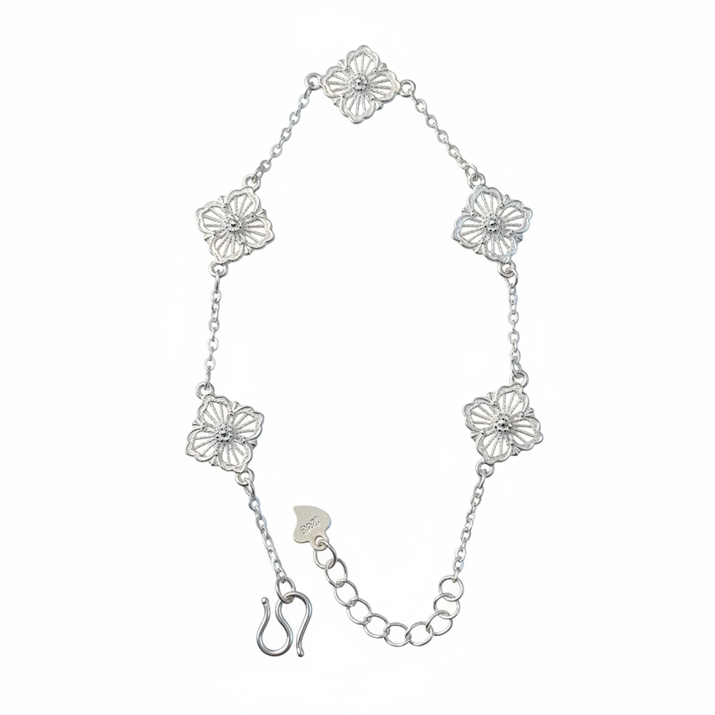 Flower Charm Bracelet - White Background Only