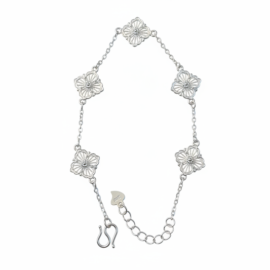Flower Charm Bracelet - White Background Only