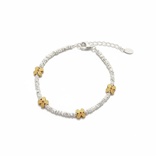 Flower Charm Bracelet - White BG