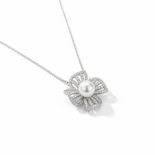 Flower Pendant Necklace - Pure White Background