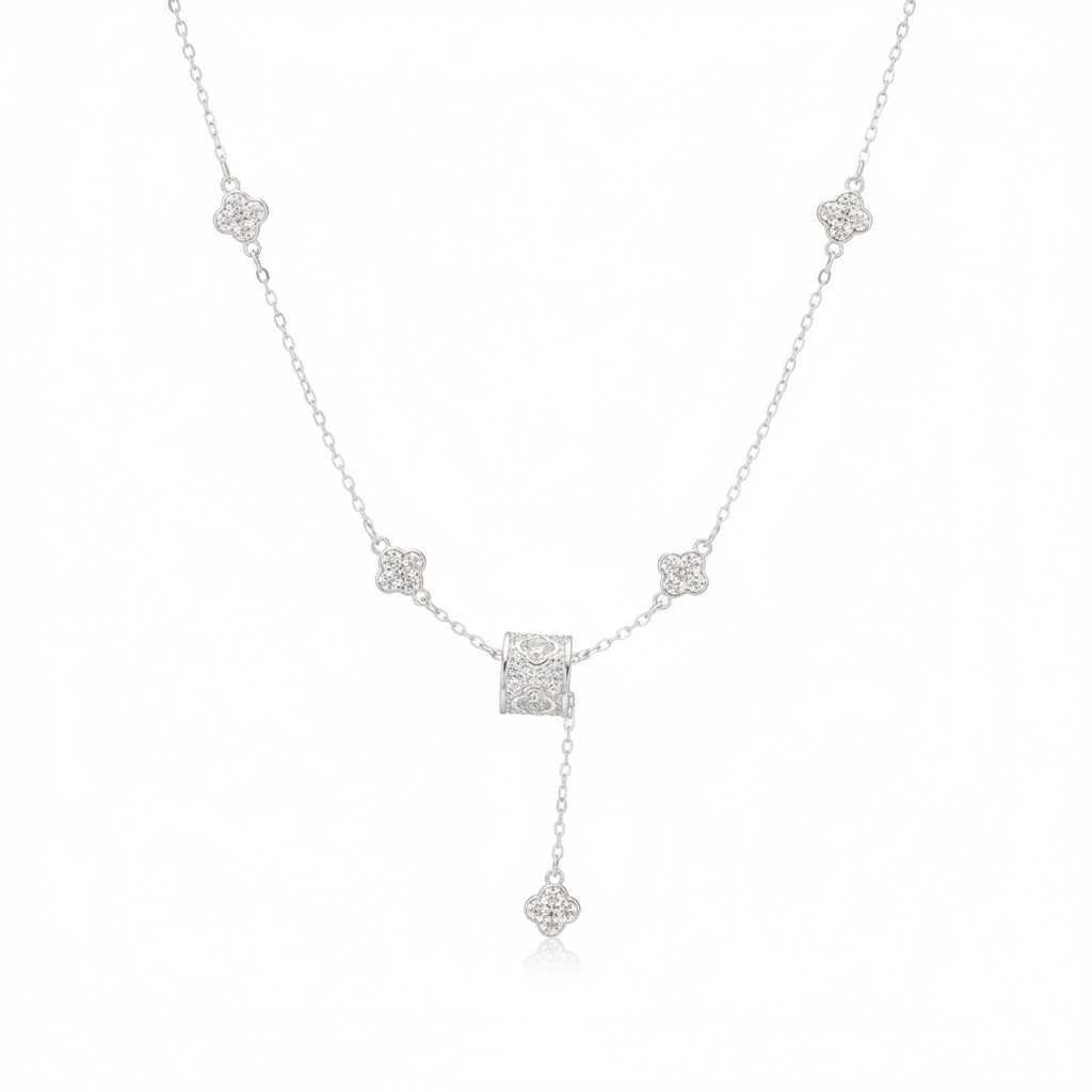 Minimal 999 Layering Necklace - White BG