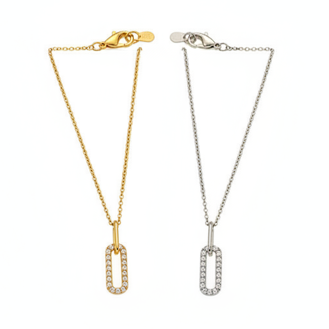 Paperclip Necklaces White BG