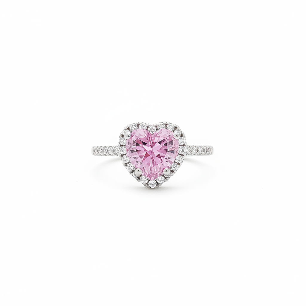 Pink Heart Ring White BG