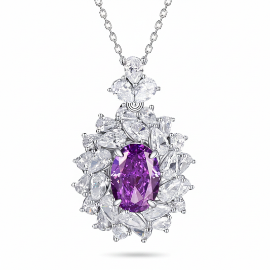 Purple CZ Necklace - White BG