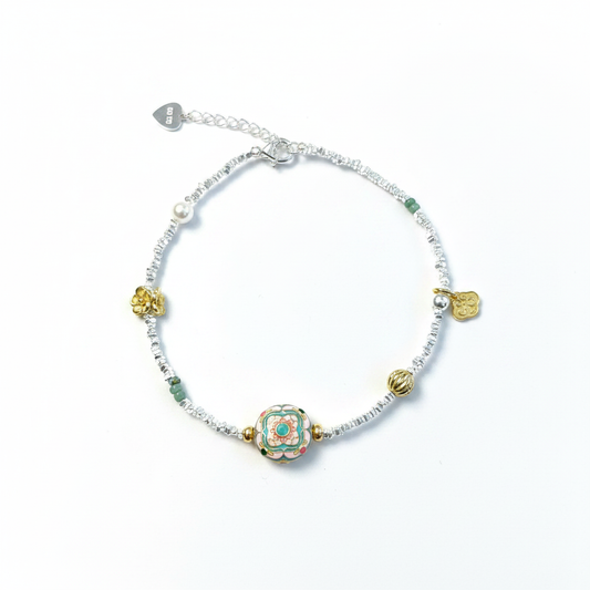 Sterling Silver Charm Bracelet - Pure White Background